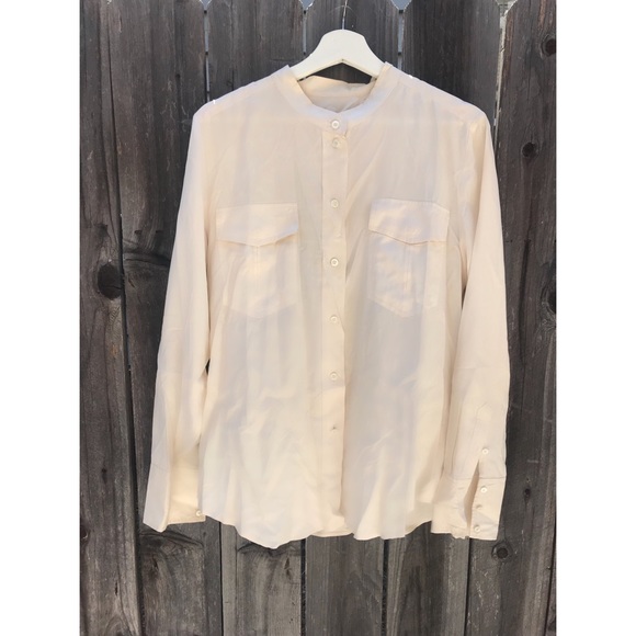 J-Crew Silk Cream Button Down Top, Size Medium - Picture 1 of 10